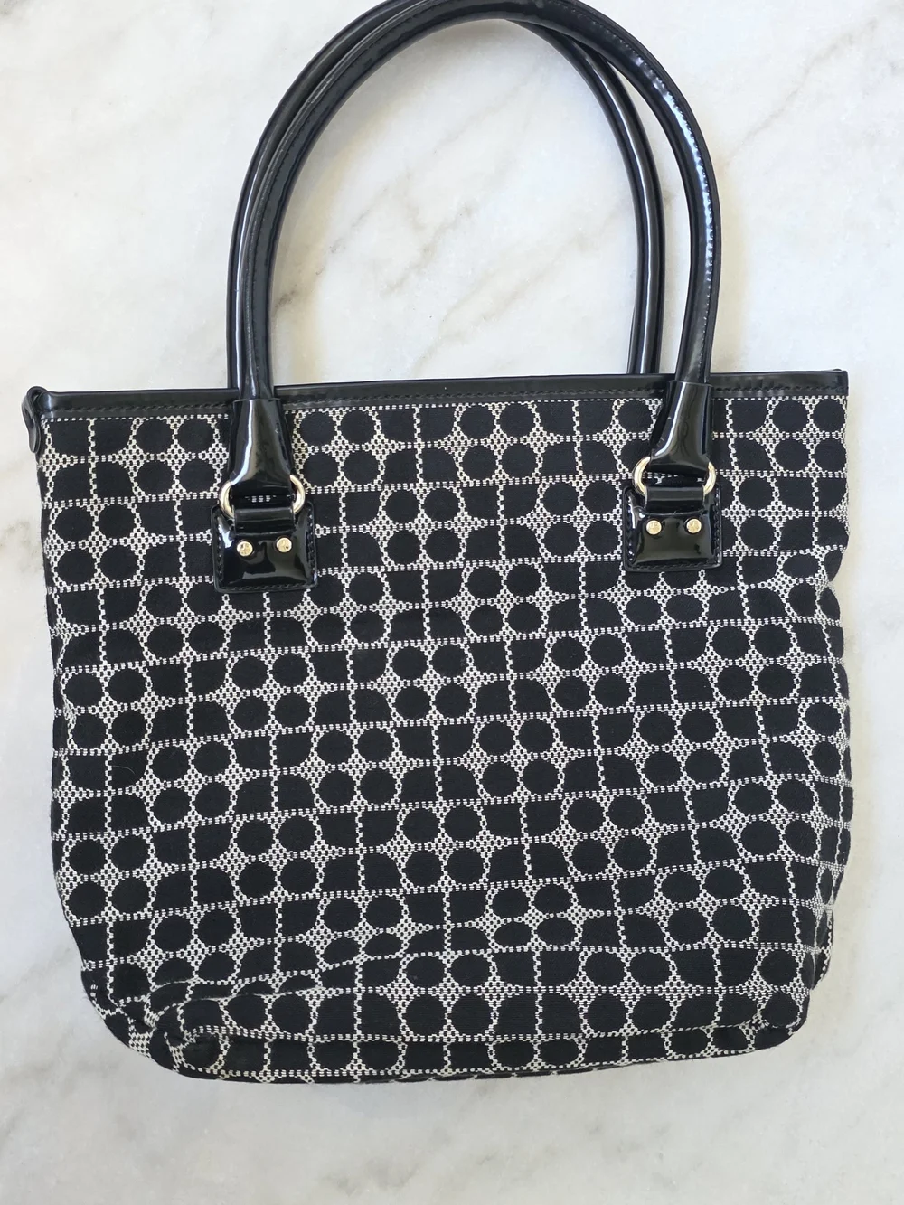 Kate Spade New York Pop Art Dot Small Karen Tote in Black and Cream
